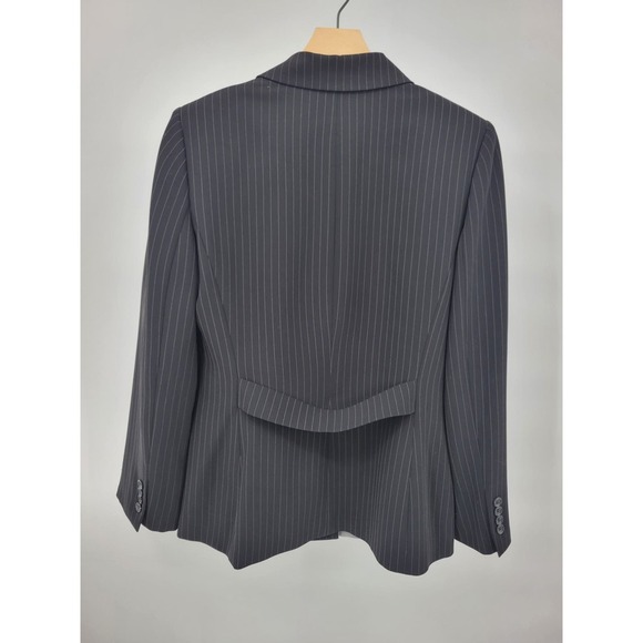 Tahari Pinstripe Double Breasted Black Blazer Jacket 10 Charcoal - Picture 2 of 13